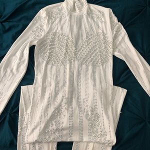 White Jumpsuit with pearls size M